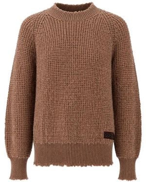 DSquared² Waffle-Knit Distressed-Effect Sweater - Brown