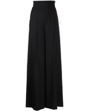 Rochas Ruffle Wide-Leg Tailored Pants - Black