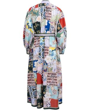ALMAIS Bianca Patchwork Midi Dress in White | Lyst