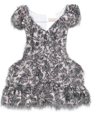 Chopova Lowena Bernardette V-Neck Ruffled Mini Dress - Grey