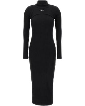 Off-White c/o Virgil Abloh Off Stamp Cut-Out Midi Dress - Black