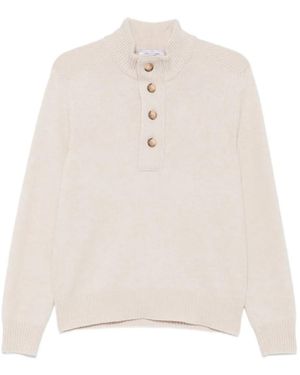 Gran Sasso Button-Up High-Neck Jumper - White