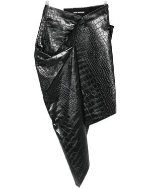 Junya Watanabe Crocodile-effect asymmetric skirt - Schwarz