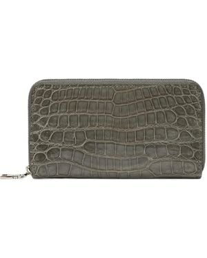 Kwanpen Portefeuille Zippé À Effet Peau De Crocodile - Grey