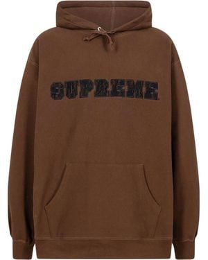 Supreme Lace-Detail Logo Hoodie - Brown