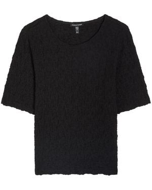 Eileen Fisher Bubble Jacquard Crew-Neck Top - Black