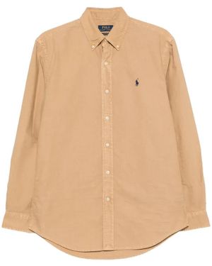 Polo Ralph Lauren Logo-Embroidered Button-Down Shirt - Natural