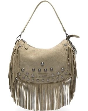 La Carrie Schultertasche Mit Fransen - Grau