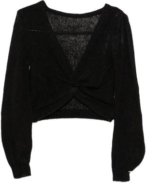 Twinset Twisted-Front Cropped Sweater - Black