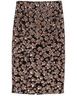 Max Mara Regular Fit Embroidered Tulle Mini Skirt - Brown