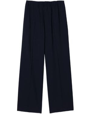 Sandro Elasticated-Waistband Straight-Leg Pants - Blue