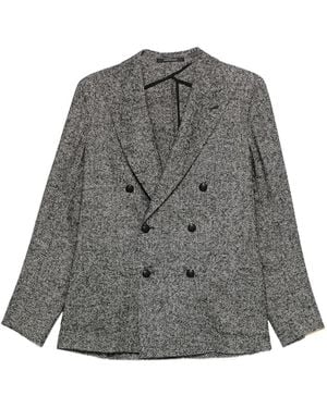 Tagliatore Double-Breasted Textured Blazer - Grey