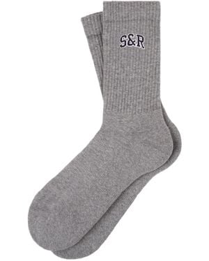 Sporty & Rich Chaussettes Côtelées À Broderies - Grey