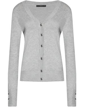 Guess Knitted V-Neck Cardigan - Gray