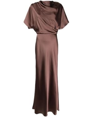 Amsale Draped Satin Gown - Brown