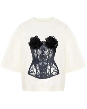 Hamza Belle V2 Rose Lace T-Shirt - White