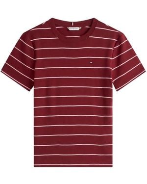 Tommy Hilfiger Striped Cotton T-Shirt - Red
