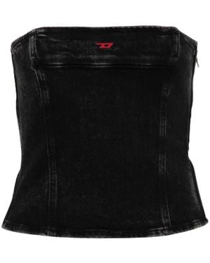 DIESEL ベアトップ デニムクロップドトップ - ブラック