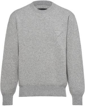 Prada Kaschmirpullover Mit Rundem Ausschnitt - Grau