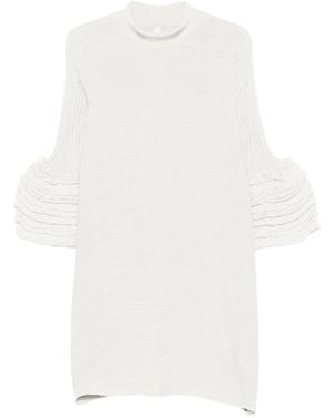 CFCL Vestido Corto Con Volantes De Manga Acampanada - Blanco