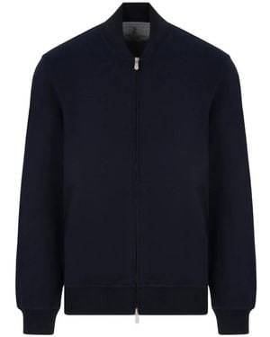 Brunello Cucinelli Zip-Up Knitted Sweatshirt - Blue