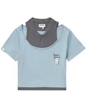 Musium Div. Layered Cropped T-Shirt - Blue