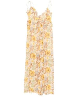 Zimmermann Jumpsuit Met Bloemenprint En Ruches - Metallic