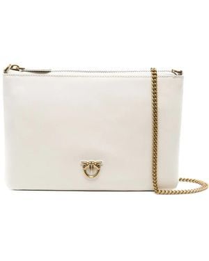 Pinko Bolso Flat Classic Con Placa Del Logo - Blanco