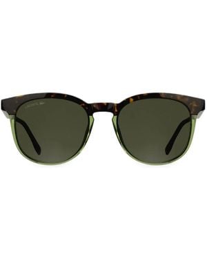 Lacoste Tortoiseshell-Effect Round-Frame Sunglasses - Green