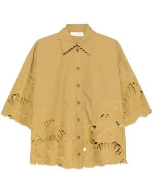 Zimmermann Mahon Cut-Out Embroidered Shirt - Yellow