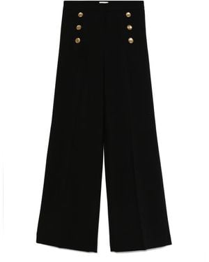 Seductive Bridget-Button Wide-Leg Pants - Black