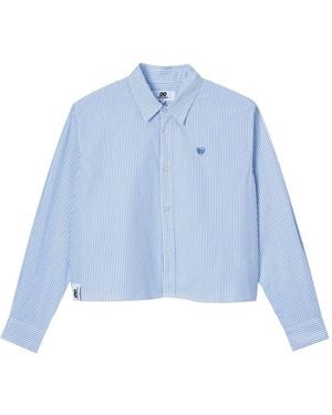 Chocoolate Stripe-pattern Embroidered-logo Shirt - ブルー