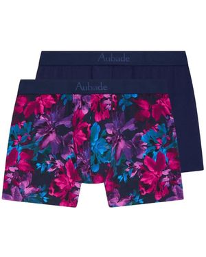 Aubade Lot De Deux Boxers À Fleurs - Blue