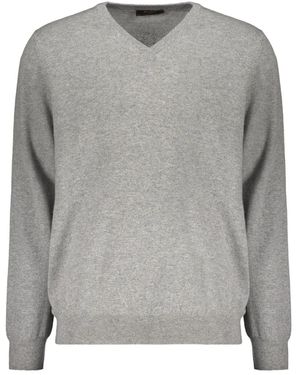 Moorer Virginio-Cws V-Neck Long-Sleeved Jumper - Grey