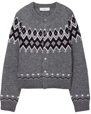 DUNST Cardigan Mit Fair-Isle-Jacquardmuster - Grau