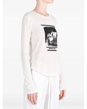 Ann Demeulemeester Dot Graphic-Print Long-Sleeved T-Shirt - White