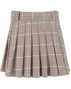 MC2 Saint Barth Pleated Check Skirt - Brown