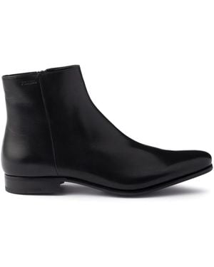 Prada Bottines Zippées À Logo Embossé 44 Mm - Noir