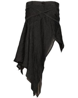 BOHEMSEO Draped Asymmetric Mini Dress - Black