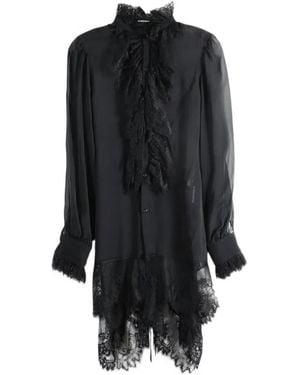 Ann Demeulemeester Barah Lace-Trim Ruffled Shirt - Black