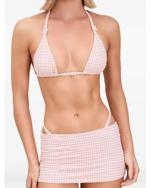 Devon Windsor Jodi Gingham-Check Bikini Bottoms - Pink