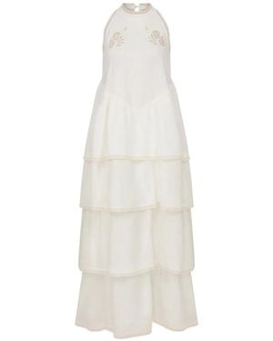 Lug Von Siga Hermess Tiered Lace-Trim Dress - White