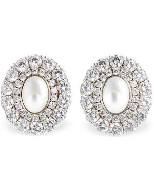 Self-Portrait Boucles D'Oreilles À Ornements En Cristal - White