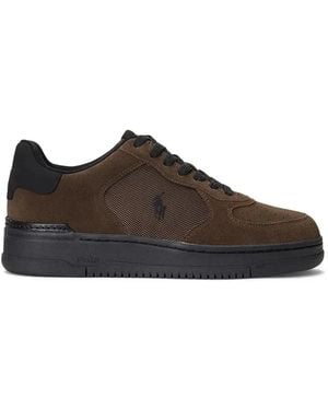 Polo Ralph Lauren Masters Crt Perforated Panelled Trainers - Brown