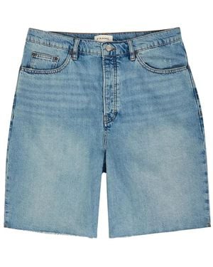 FRAME Faded Raw-Cut Denim Shorts - Blue