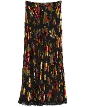 RIXO London Stassie Midi-Rok Met Bloemenprint - Zwart