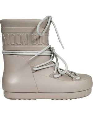 Moon Boot Logo-Embossed Rain Boots - Natural