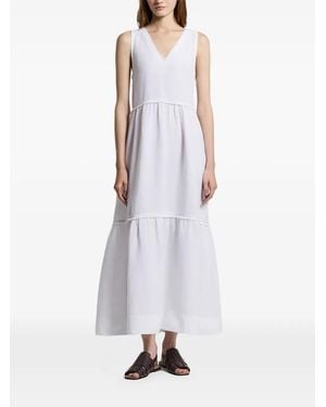 Peserico V-Neck Tiered Maxi Dress - White
