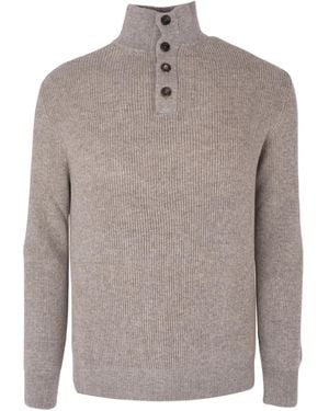 Agnona Button Turtle Neck Jumper - Grey