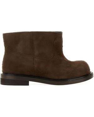 Moschino Bottines En Daim À Bout Rond - Marron